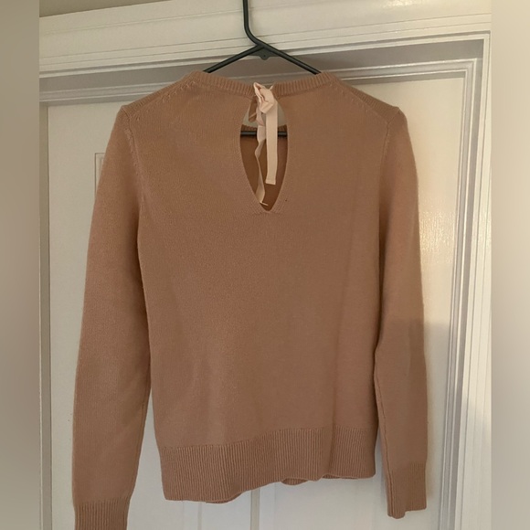 THEORY Pale Pink Rose Salomina Cashmere Sweater Bow Tie Back - Picture 7 of 13